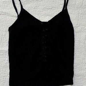 American Eagle Outfitters Black Lace-Up Camisole